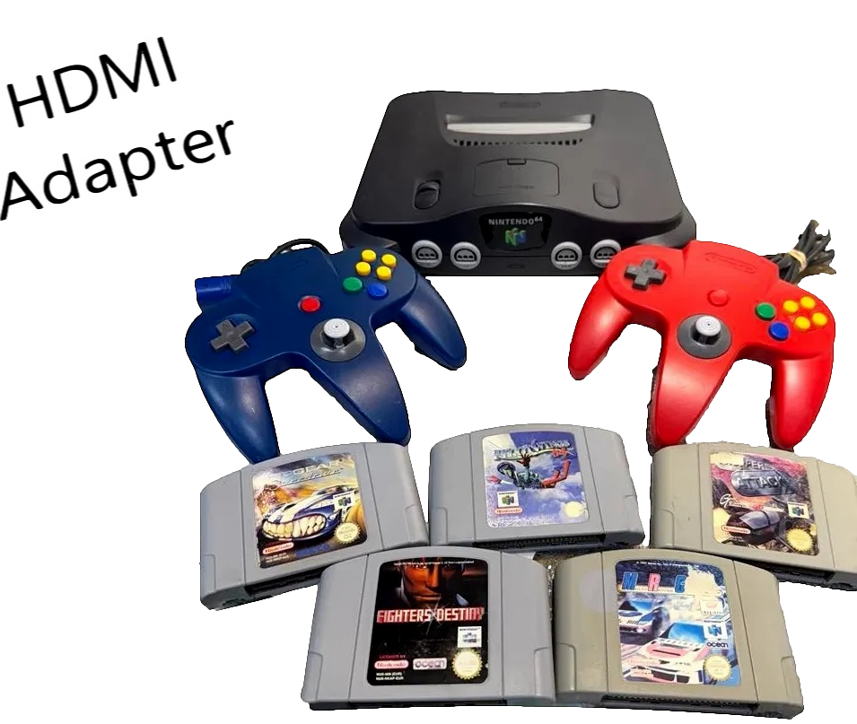 Charcoal Black Nintendo 64 Console and Controller N64 PAL With Games