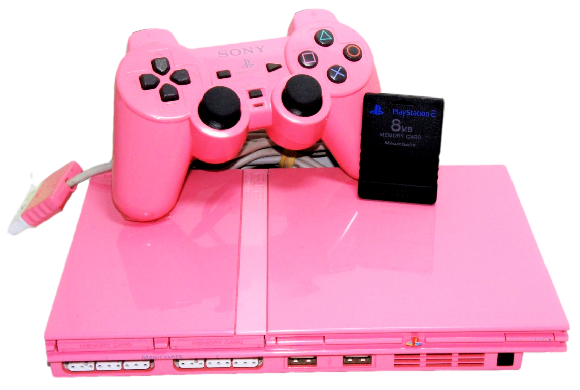 Consola Playstation 2 slim rosa con mando memory card cables PS2