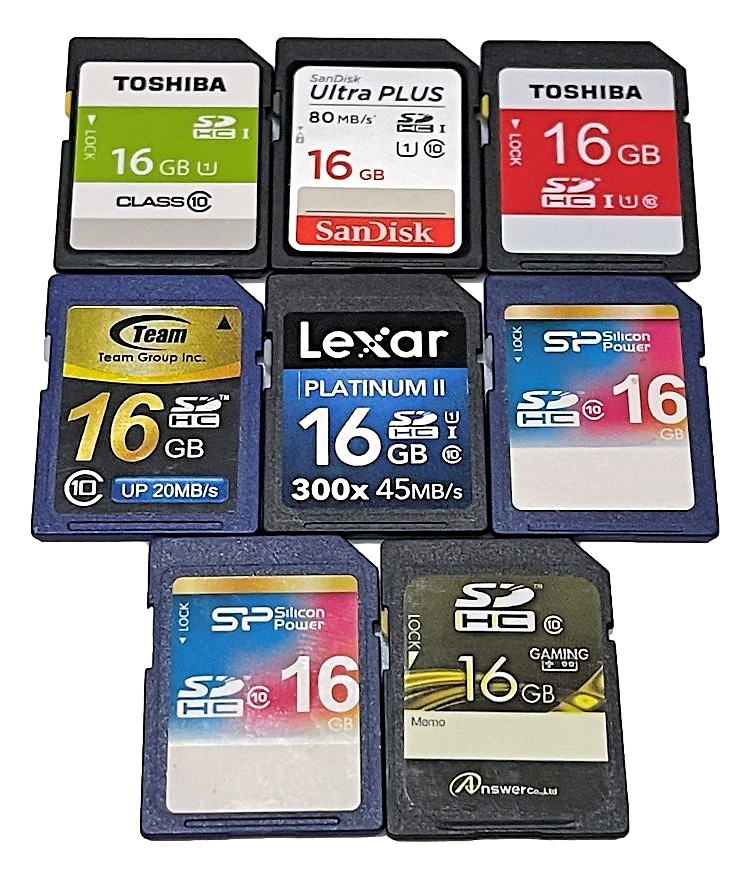 Ramdom SD Secure Digital Memory Cards SD Nintendo 3DS DSi Camera Sandisk Lexar (Preowned)