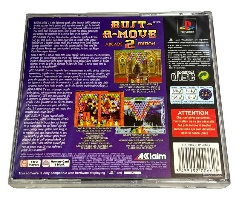 Bust A Move 2 Arcade Edition PS1 PS2 PS3 PAL *Complete* (Near Mint) (Preowned)