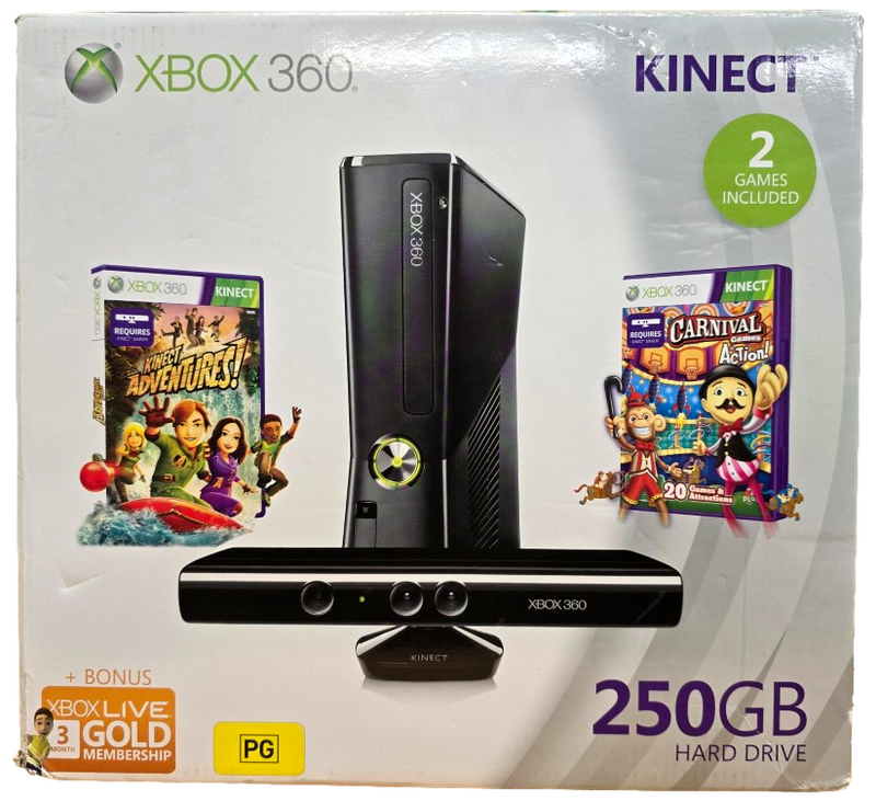 Matte Black Microsoft Xbox 360 S Console 250GB Bundle Boxed