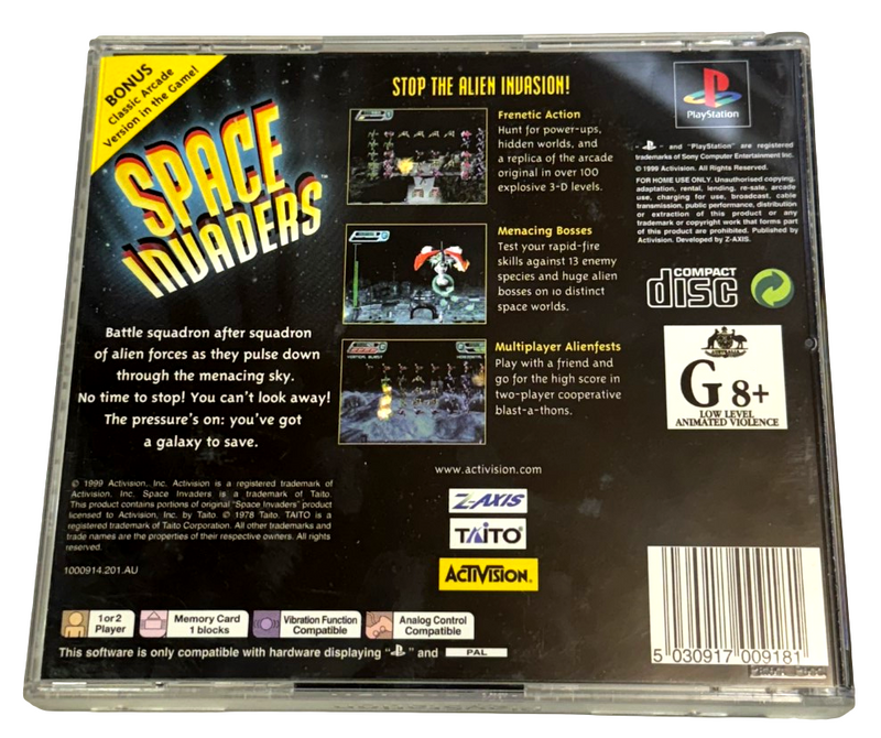 Space Invaders PS1 PS2 PS3 PAL *Complete* (Near Mint) (Preowned)