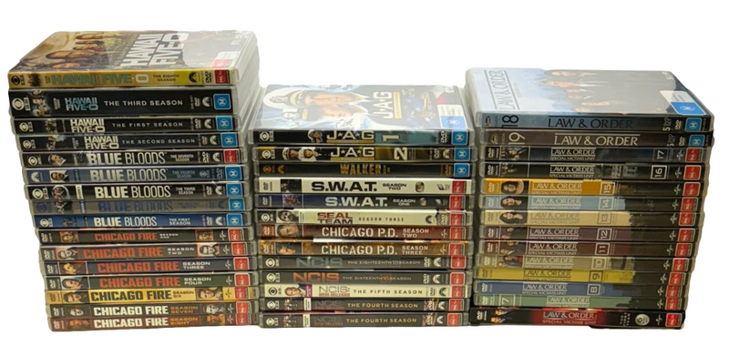 Bulk Lot of 43 DVD Box Sets, NCIS, Blue Bloods, Chicago Fire, Law & Order etc