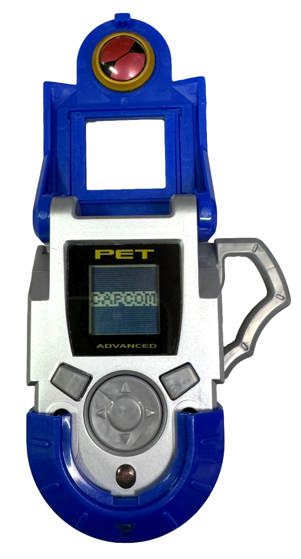 Hand Held Megaman PET Advanced Blue Capcom Game & 8 Battle Chips.