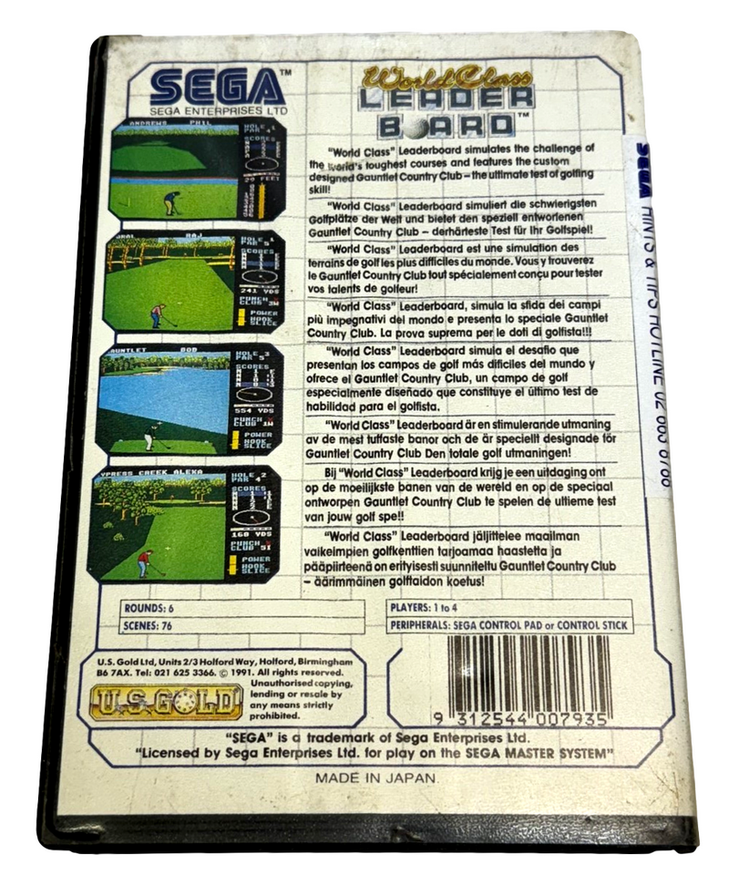 World Class Leaderboard Golf Sega Master System *Complete* (Preowned)