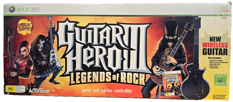 Guitar Hero III Wireless Les Paul Gibson Guitar Controller + Game Xbox 360 Boxed