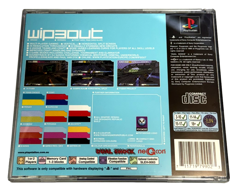 Wipe Out PS1 PS2 PS3 PAL *Complete* (Preowned)