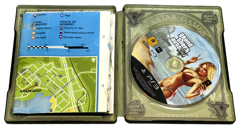 Grand Theft Auto V 5 PS3 PAL *Manual No Map* Steelbook (Preowned)