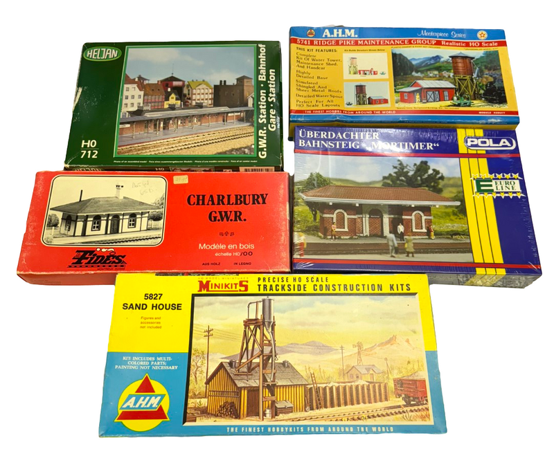 5 X New in Box HO Train Buliding Kits