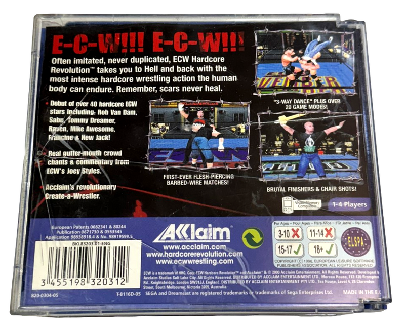 ECW Hardcore Revolution Sega Dreamcast PAL *No Manual* (Preowned)