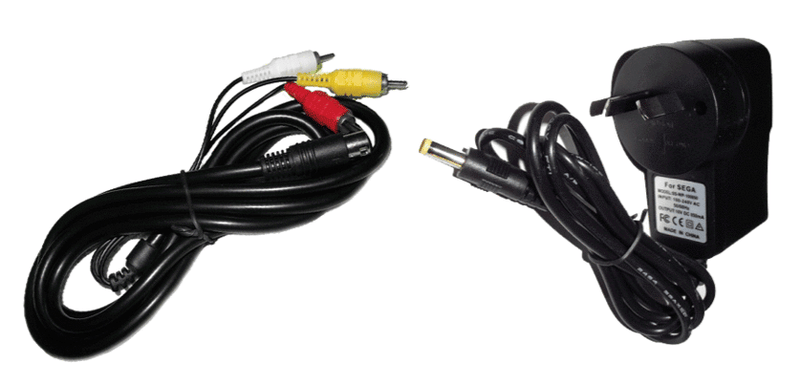 Replacement Aftermarket Sega Mega Drive 2 II Power Supply and AV Cables