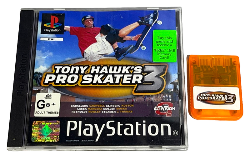 Tony Hawk's Pro Skater 3 PS1 PS2 PS3 PAL *Complete* Plus Memory Card (Preowned)