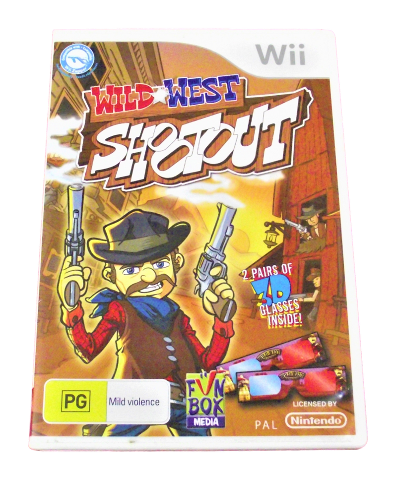 Boxed Wild West Shootout Nintendo Wii PAL *Complete* With Guns and Glasses