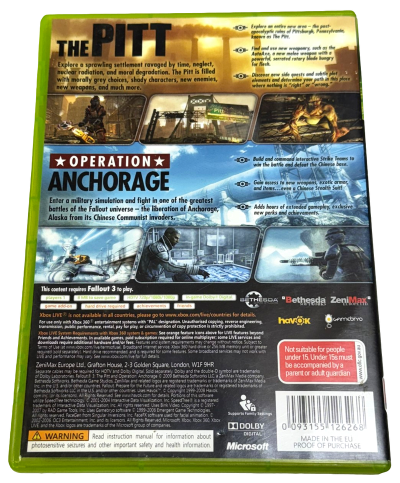 Fallout 3 Game Add On Pack XBOX 360 PAL The Pitt and Operation: Anchorage (Preowned)