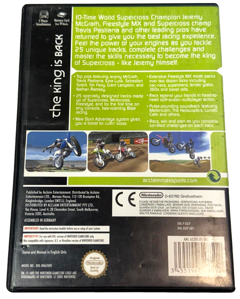 Jeremy McGrath Supercross World Nintendo Gamecube PAL *Complete*