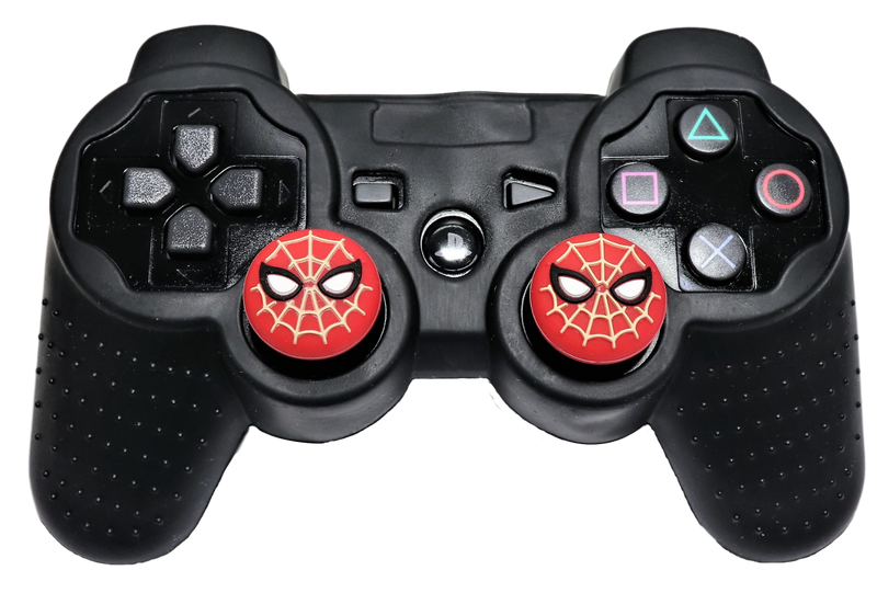 Spiderman Silicone Cover + Thumb Cap Combo PS4/3 Xbox One/360 Case Extra Grip