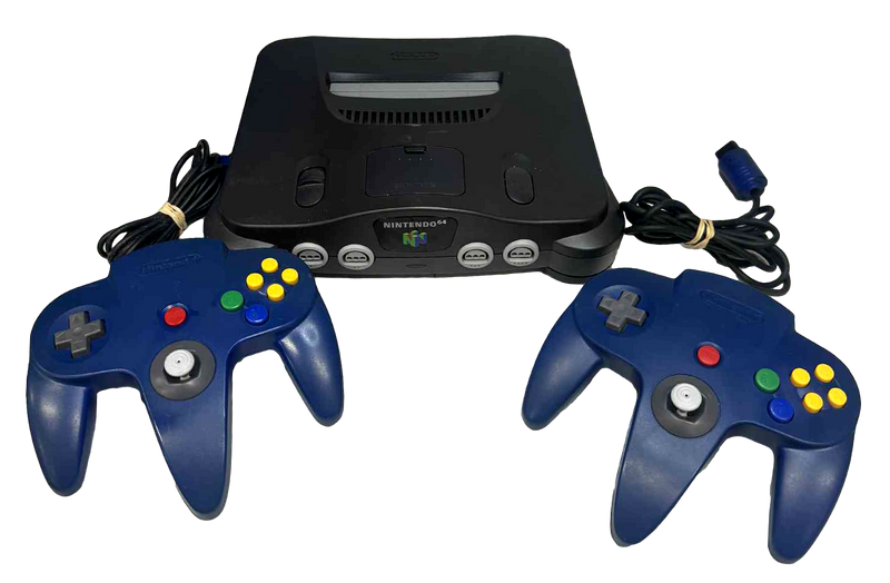 Charcoal Black Nintendo 64 Console Recapped and 2 Controller N64 PAL With 5 Games Mario (Preowned)