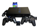 Black Fatboy PS2 Console + 2 x Dual Shock Controller PAL with HDMI Adapter (Pre-owned)