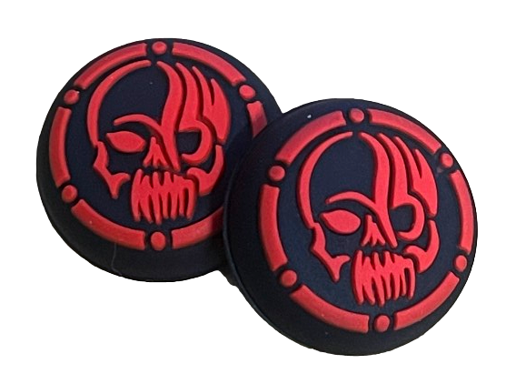 Thumb Grips x2 For PS4 PS5 XBOX ONE Xbox Series X Toggle Cover Cap - Red Skull