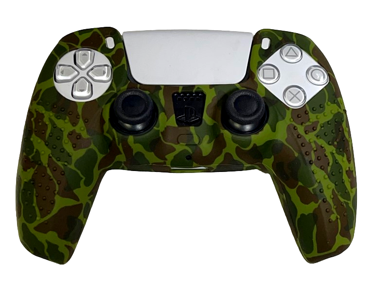 Silicone Cover For PS5 Controller Case Skin - Dark Green Camo