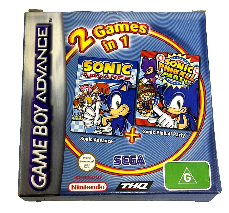 Sonic Advance + Sonic Pinball Party Nintendo Gameboy Advance GBA Complete* Boxed (Preowned)