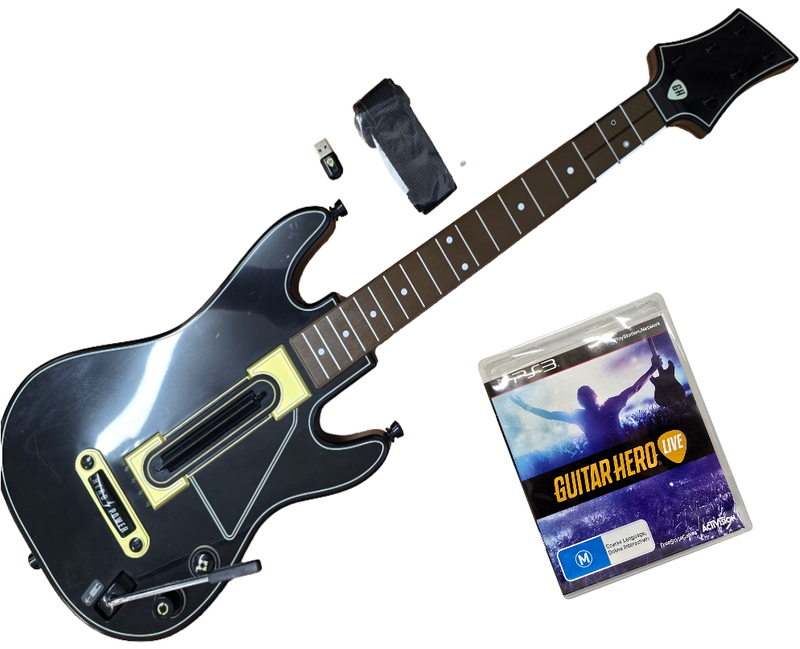 Guitar Hero Live Wireless Guitar + Dongle + Game For PS3 / Wii U (Preowned)