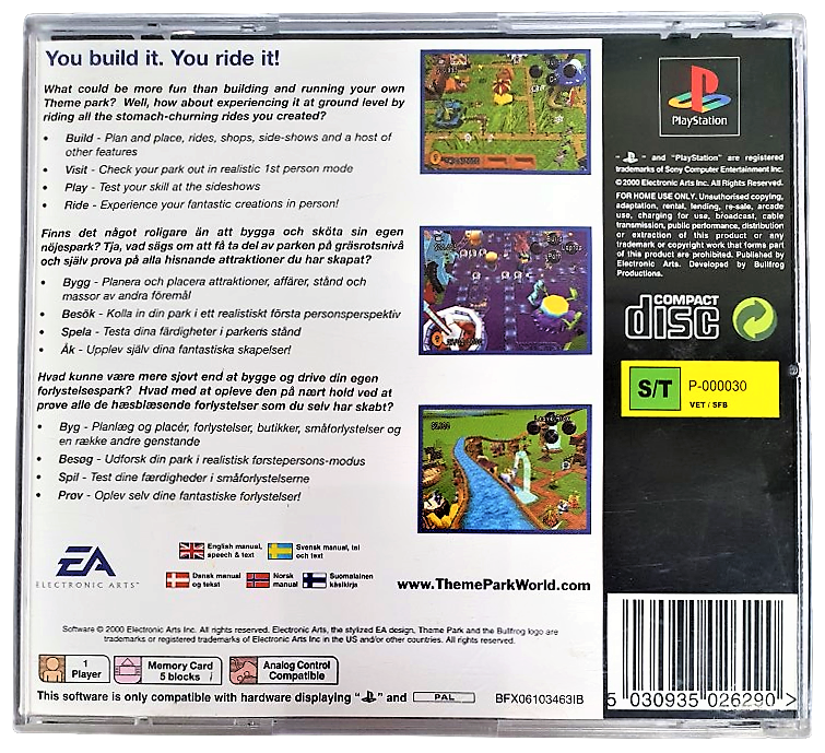 Theme Park World *Classics* PS1 PS2 PS3 PAL *Complete* (Pre-Owned)