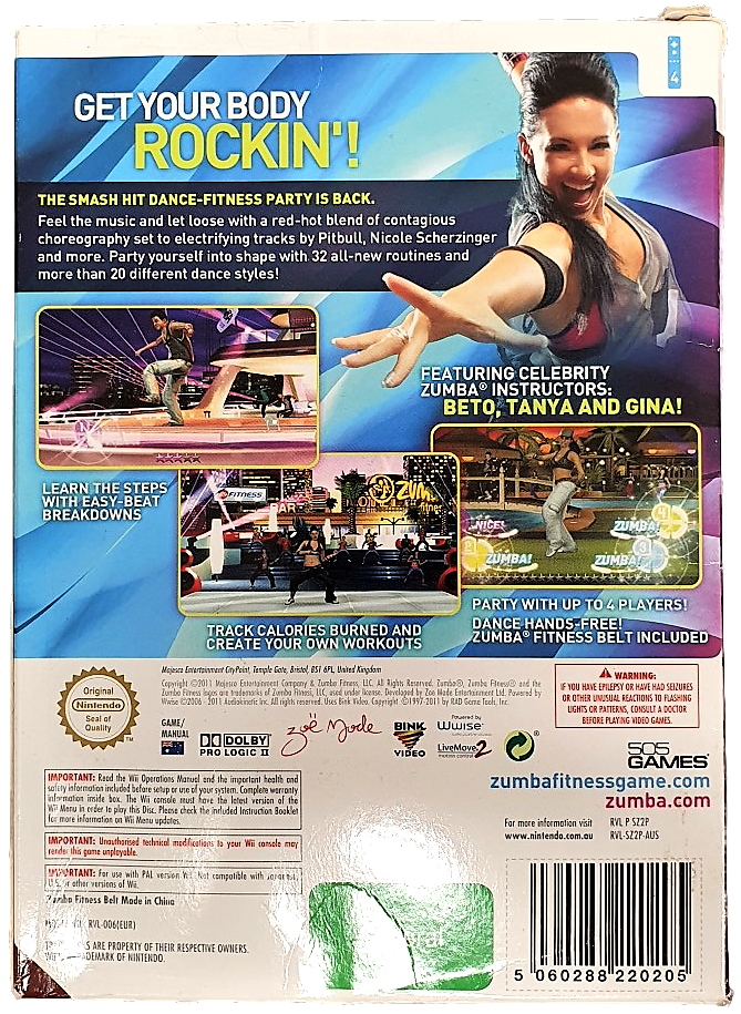 Zumba Fitness 2 with Belt Boxed Nintendo Wii PAL *Complete* (Pre-Owned)