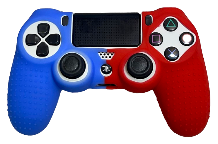 Silicone Cover For PS4 Controller Case Skin - Red/Blue