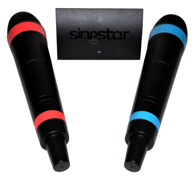2 Wireless Singstar Microphones + Adapter PS2 PS3 Cleaned Tested (Pre-Owned)