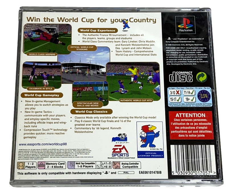 FIFA World Cup 98 PS1 PS2 PS3 PAL *Complete* (Preowned)