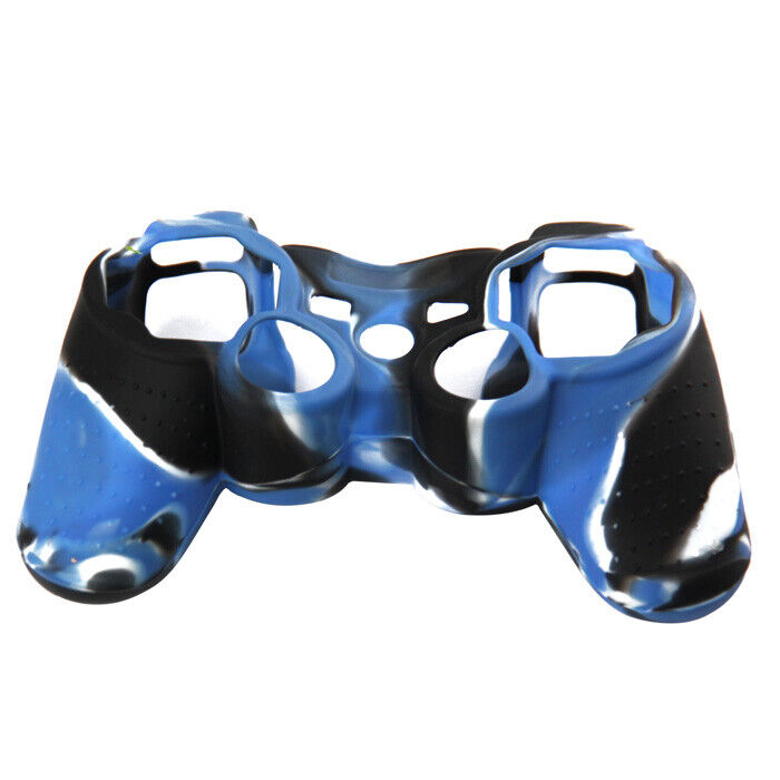 Silicone Cover For PS3 Controller Skin Case Black/Blue Swirls