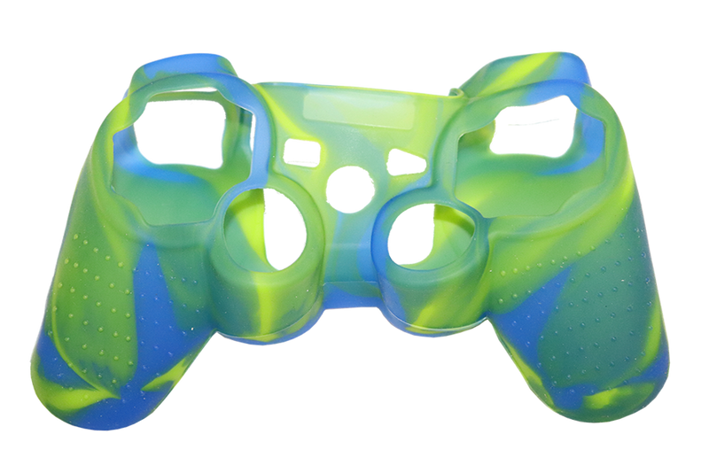Silicone Cover For PS3 Controller Skin Case Blue/Green Swirls