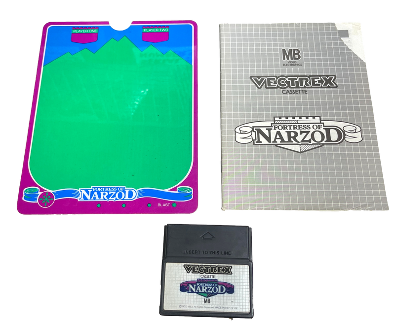 Vectrex Fortress of Narzod Video Game Cartridge Overlay & Manual (Preowned)