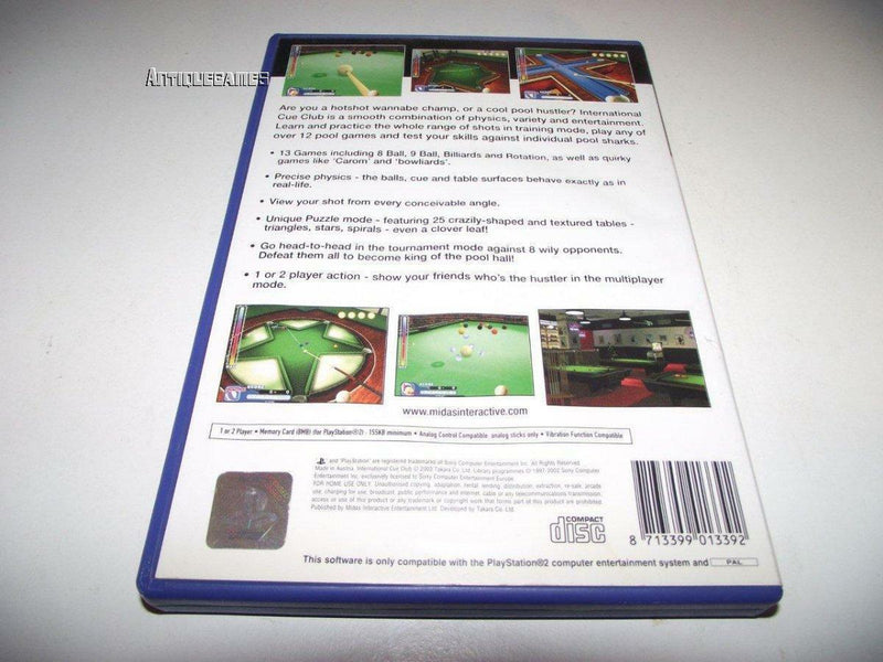 International Cue Club Pool PS2 PAL *No Manual* (Pre-Owned)