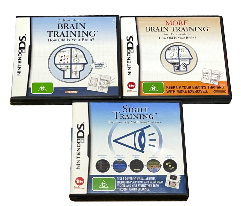 Sight Brain Training & More Brain Training Nintendo DS 2DS 3DS Game *Complete* (Preowned)