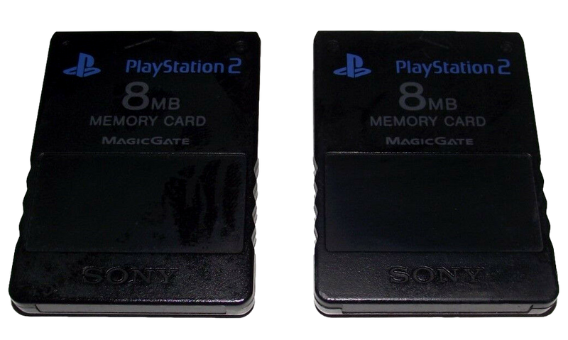 2 x Genuine Black Playstation 2 PS2 8MB Memory Card Original