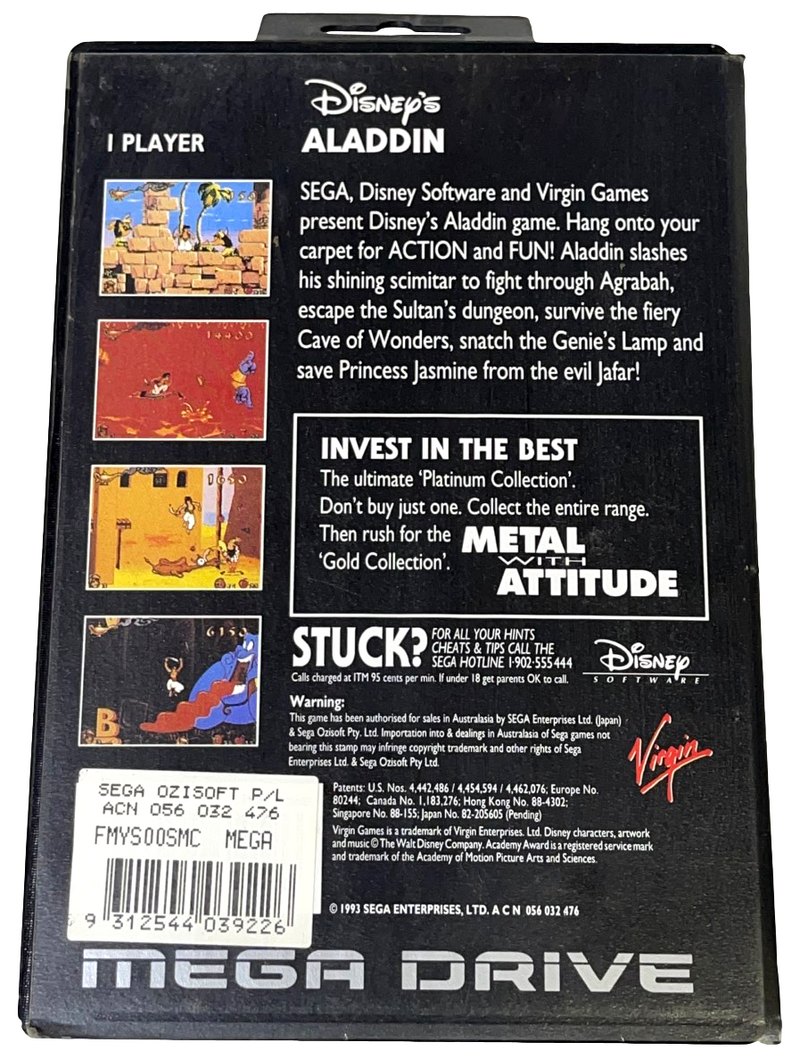 Disney's Aladdin Sega Mega Drive *Complete* Platinum (Pre-Owned)