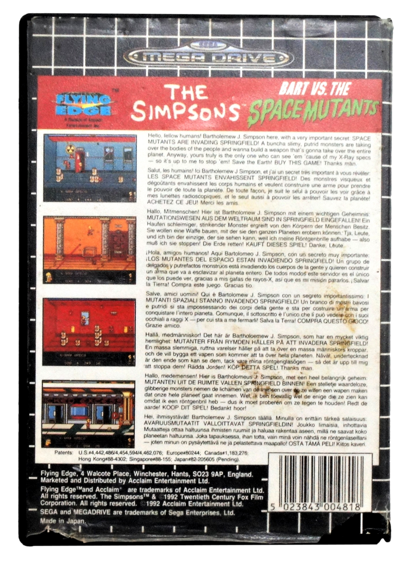 The Simpsons Bart Vs The Space Mutants Sega Mega Drive *No Manual* (Pre-Owned)