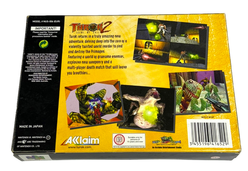 Turok 2 Seeds of Evil Nintendo 64 N64 Boxed PAL *Complete*