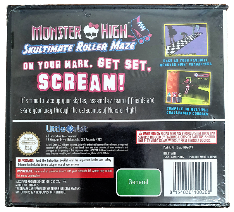 Monster High Skultimate Roller Maze Nintendo DS 2DS 3DS Game *Brand New*