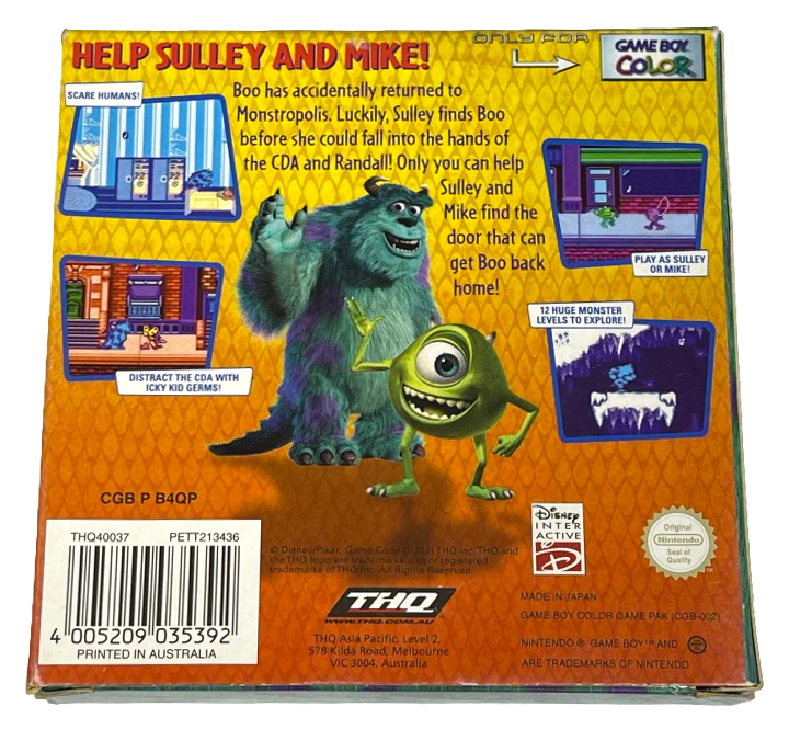 Disney Pixar Monsters, Inc. Nintendo Gameboy Boxed *Complete* (Preowned)