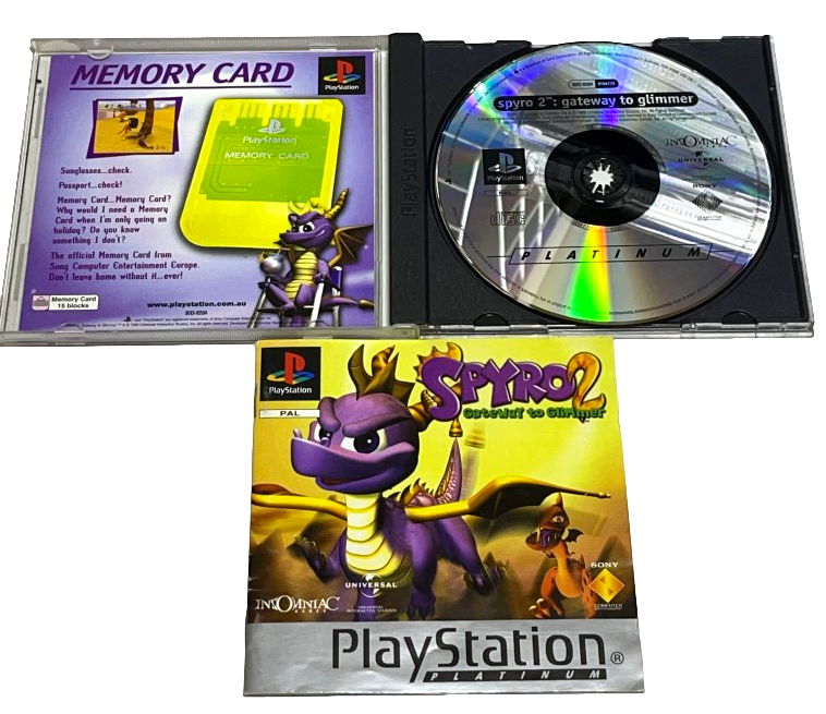 Spyro 2 Gateway to Glimmer PS1 PS2 PS3 (Platinum) PAL *Complete*