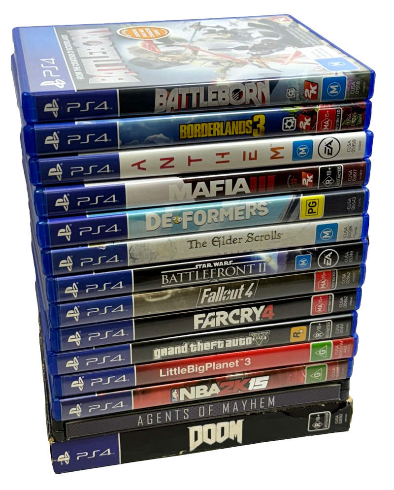 14 Games PS4 Playstation 4 Bundle doom, Mafia, GTA, Borderland, Star Wars  (Preowned)