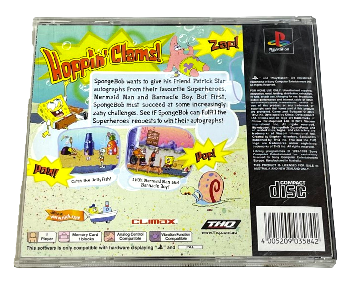 Spongebob Squarepants Supersponge PS1 PS2 PS3 PAL *No Manual* (Preowned)
