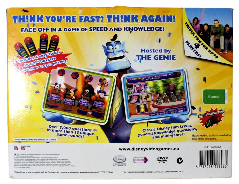 Disney Think Fast The Family Quiz + Buzzers Boxed PS2 Playstation 2