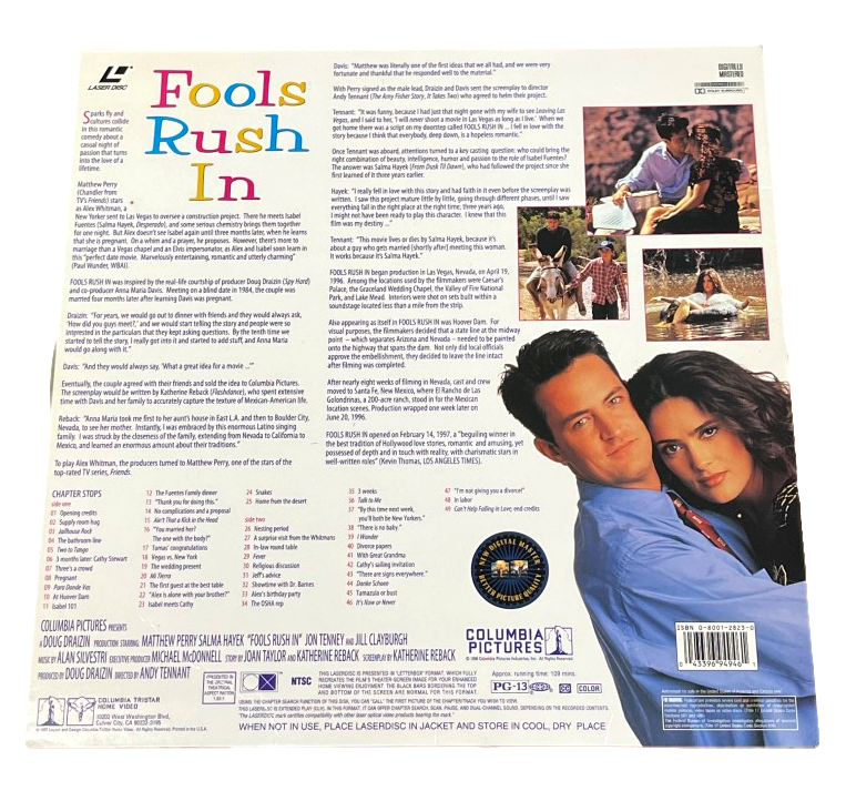 Fools Rush In Laserdisc - Matthew Perry