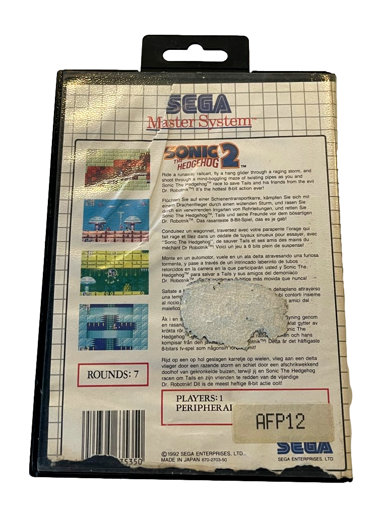 Sonic The Hedgehog 2 Sega Master System *No Manual* (Pre-Owned)