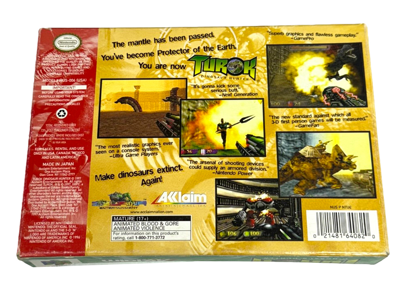 Turok Dinosaur Hunter Nintendo 64 N64 Boxed PAL *Complete* (NTSC Box) (Preowned)