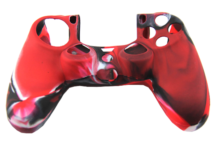 Silicone Cover For PS4 Controller Case Skin - Red/Black Swirls